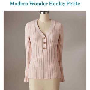 Modern wonder Henley petite L rose pink Sundance sweater